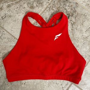 Flag Nor Fail Vivid Sports Bra Red Size Medium Strappy open back, high neck